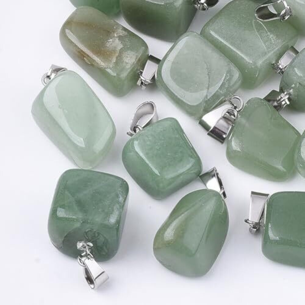 7033 24 Pcs Natural Green Aventurine Charms Irregular Nuggets Gemstone